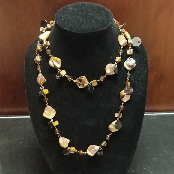 Unique Necklace Brown & Cream Colors - Picture 1 of 8